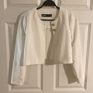 White Crop Blazer